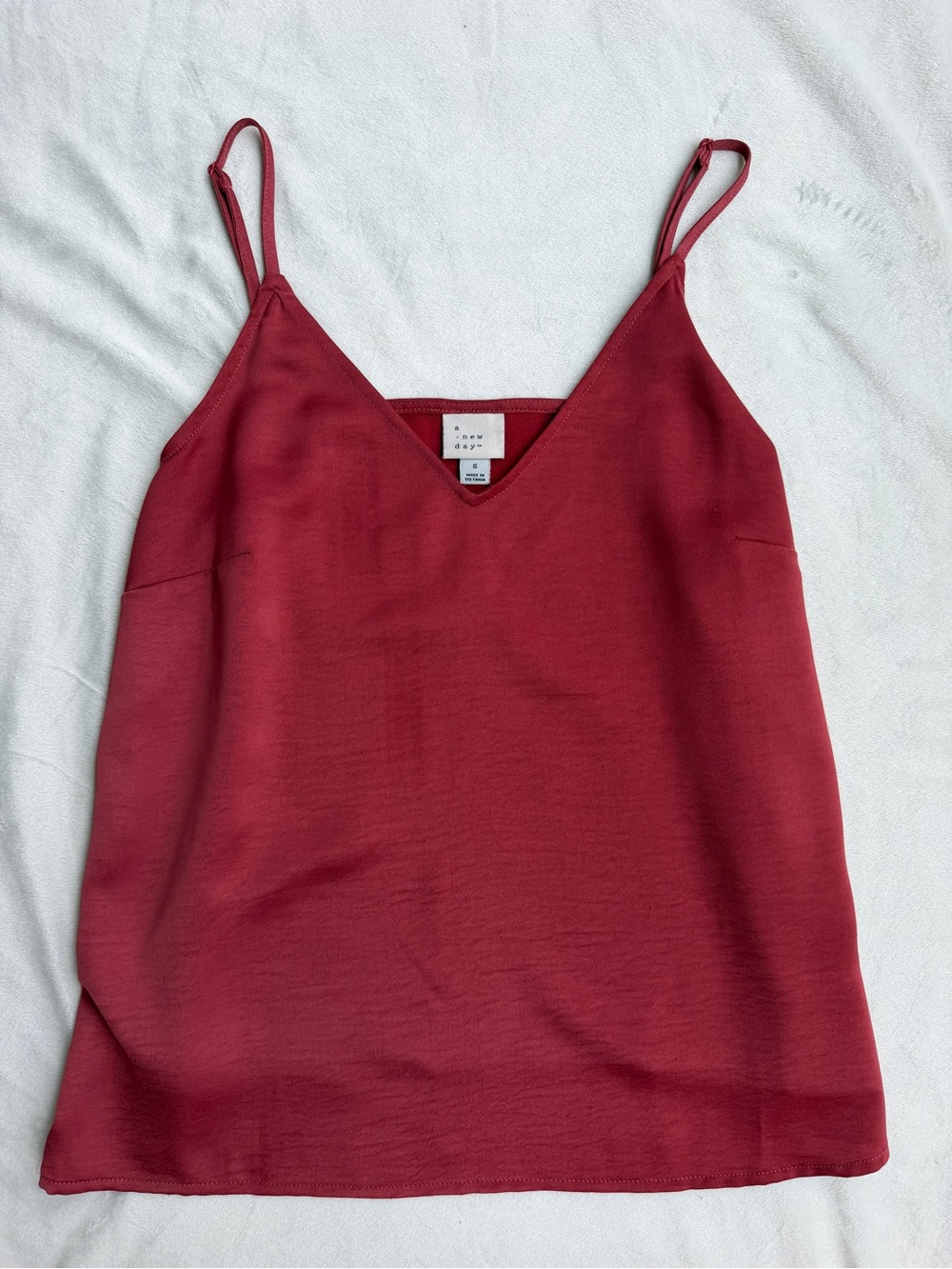 A New Day Red Satin Tank Top